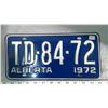 Image 1 : License plate Alberta 1972
