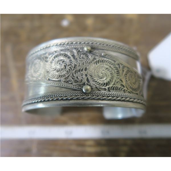 Silver cuff bracelet- great design 13/4' wide