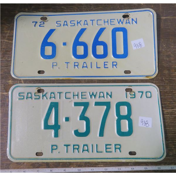 License plates Trailer 1970-72 Sask low numbers