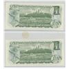 Image 2 : Lot of 2 Consecutive Serial Number 1973 $1 Notes. Crow-Bouey signatures. BCK Prefix. BC-46b. Choice 