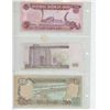 Image 2 : Iraq. Lot of 3 Central Bank of Iraq Notes that depict dictator Saddam Hussein. 1992 5 Dinars, 2001 2