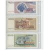 Image 2 : Yugoslavia. Lot of 3 Notes: 1985 5,000 Dinars, 1987 20,000 Dinars & 1988 50,000 Dinars. Inflationary