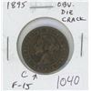 Image 1 : Canadian 1895 Victorian Large Cent with Obverse Die Crack through C in CANADA. F-15. Scarce.
