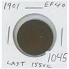 Image 1 : Canadian 1901 Victorian Large Cent. The last Large Cent issued for Queen Victoria. EF-40. Nice.