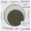 Image 1 : Canadian 1918 George V Large Cent. Last year of World War I. AU-50 or better. Traces of Lustre.