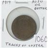 Image 1 : Canadian 1919 George V Large Cent. AU-50 or better. Traces of Lustre.