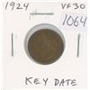 Image 1 : Canadian 1924 George V Small Cent. Key Date. VF-30. Nice.