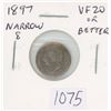Image 1 : Canadian 1897 Narrow 8 Victorian Silver 5 Cents. VF-20 or better. Nice.