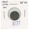 Image 1 : Canadian 1900 Oval 00s Victorian Silver 5 Cents. VF-20. Nice.