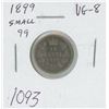 Image 1 : Canadian 1899 Small 99 Victorian Silver 10 Cents. VG-8.