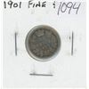 Image 1 : Canadian 1901 Victorian Silver 10 Cents. The last 10 Cents issued for Queen Victoria. F-12.