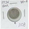 Image 1 : Canadian 1936 Bar Silver 10 Cents. This Bar Variety displays a Die Crack at the Reverse Ribbon. VG-8