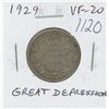 Image 1 : Canadian 1929 George V Silver 25 Cents. The first year of the Great Depression. VF-20. Nice.