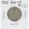 Canadian 1935 George V Silver 25 Cents. F-15. Nice.