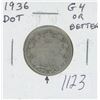 Image 1 : Canadian 1936 Dot George V Silver 25 Cents. Scarce Dot Variety, missing from most collections. G-4 o