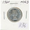 Image 1 : Canadian 1960 Silver 25 Cents. MS-63. Bright White. Nice.