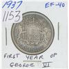 Image 1 : Canadian 1937 George VI Silver 50 Cents. The first Silver 50 Cents issued for King George VI. EF-40.