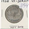 Image 1 : Canadian 1938 George VI Silver 50 Cents. Key Date. Mintage of 192,018. VF-30. Nice.