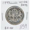 Image 1 : Canadian 1943 Wide Date George VI Silver 50 Cents. Scarce Wide Date variety. EF-40. Nice.