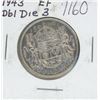 Image 1 : Canadian 1943 Double Die 3 George VI Silver 50 Cents. Scarce Double Die 3 variety. EF-40. Nice.