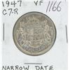 Image 1 : Canadian 1947 Curved Right 7 Silver 50 Cents. VF-20.