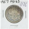 Image 1 : Canadian 1957 Silver 50 Cents. MS-63. Nicely Toned.