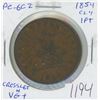 Image 1 : Pre-Confederation Token. Province of Canada. 1854 Bank of Upper Canada Penny Token. Crosslet 4. PC-6