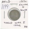 Image 1 : Newfoundland 1917c Silver 10 Cents. Mintage of 250,805. Minted in Ottawa because of World War I. VG-
