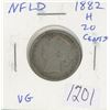 Image 1 : Newfoundland 1882H 20 Cents. Heaton Mint. Mintage of 100,000. VG-8.
