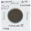 Image 1 : Great Britain. 1674 Farthing. King Charles II. Good.
