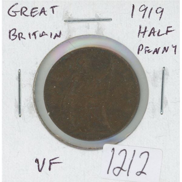 Great Britain. 1919 Half Penny. VF.