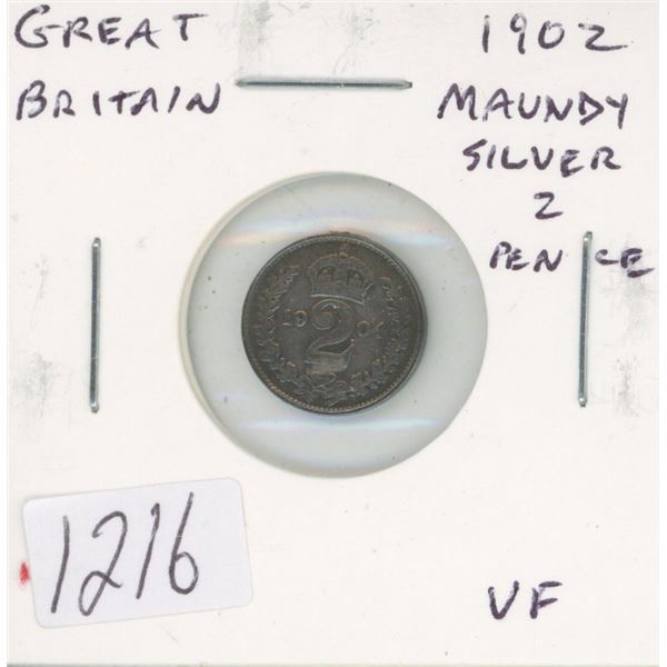 Great Britain. 1902 Edward VII Maundy Silver 2 Pence. VF. Scarce. Nice.