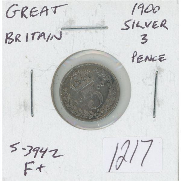 Great Britain. 1900 Victorian Silver 3 Pence. F+.
