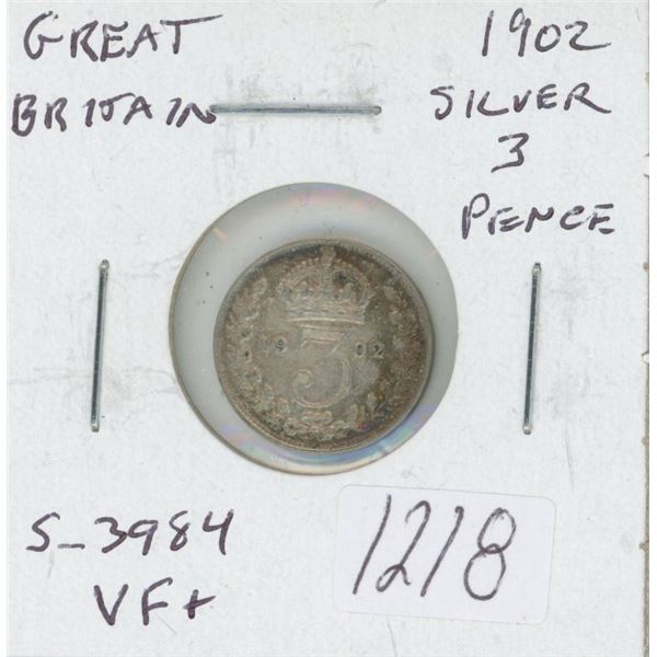 Great Britain. 1902 Silver 3 Pence. First issue of King Edward VII. VF+.