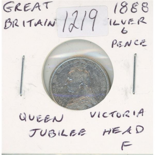 Great Britain. 1888 Victorian Silver 6 Pence. Jubilee Head. Fine.