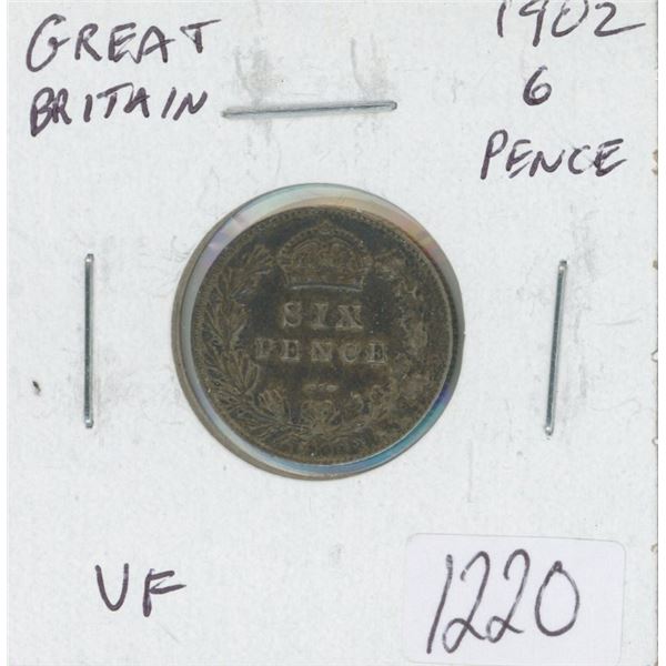 Great Britain. 1902 Silver 6 Pence. First issue of King Edward VII. VF.
