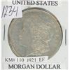 Image 1 : U.S. 1921 Morgan Silver Dollar. Philadelphia Mint. EF-40.