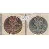 Image 1 : Lot of 2 Sudbury, Ontario Medals. Bronze & Nickel.  Both depict a massive Canadian 1965 Cent on disp