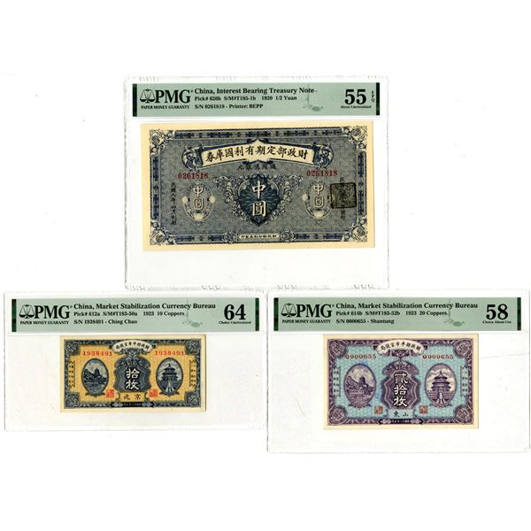 Chinese Banknote Trio, ca.1920-23