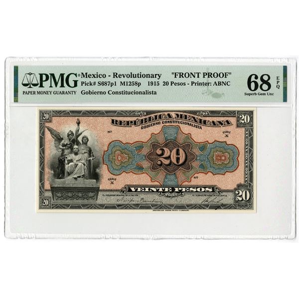 Republica Mexicana. Gobierno Constitucionalista. 1915. "Top Pop" Obverse Proof