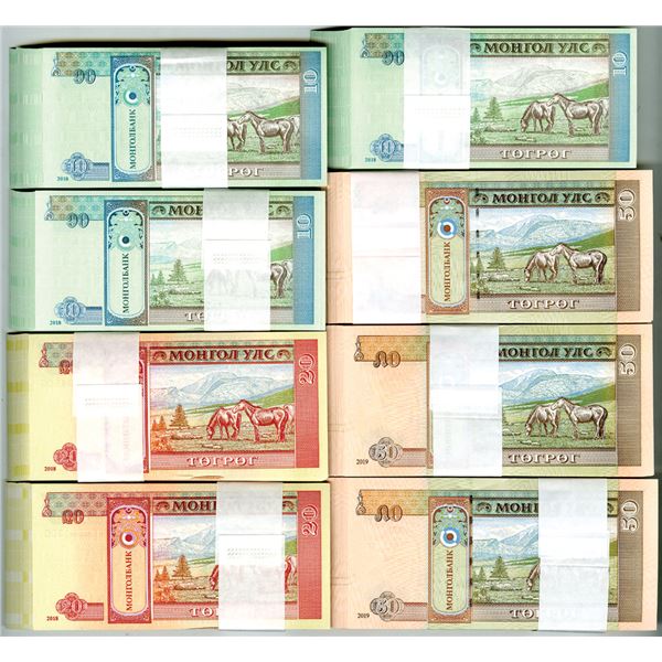 Mongol Bank. 2018-2019. Large Assortment of Uncirculated Banknotes and a Small Collection of Asian B