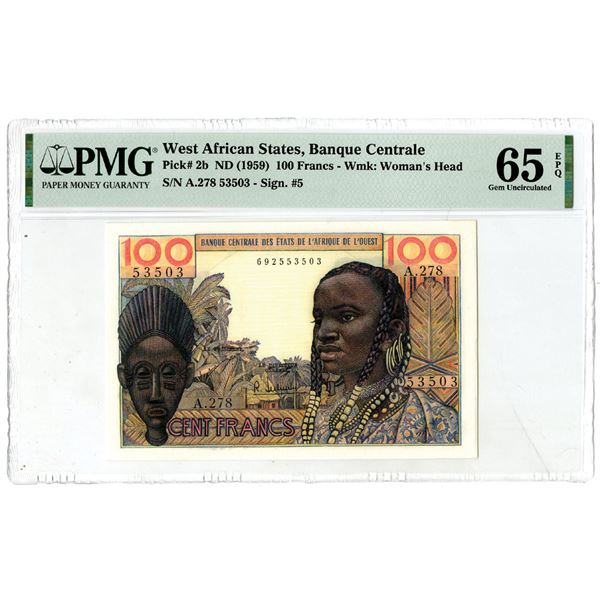 Banque Central des Etats de l'Afrique de l'Ouest. ND (1959). Issued Banknote