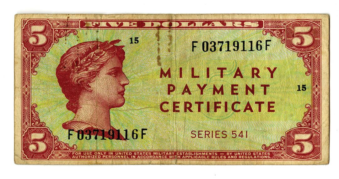 562nd Note Military Payment Certificate, $5, Series 541, ND (1958) M.P.C. Note