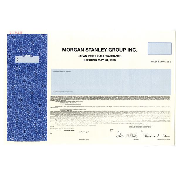 Morgan Stanley Group Inc. 1994 Specimen Warrant Certificate