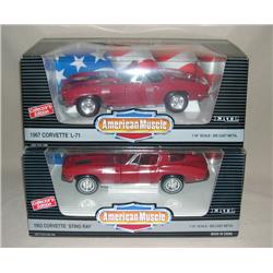 (2) AM Cars--'67 Corvette L-71 Red Convertible & '63 Corvette Stingray Red