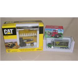 (3) 1/64th Toys--MF 1500 Toy Farmer, JD Delivery Truck & CAT Lexion 485 Combine
