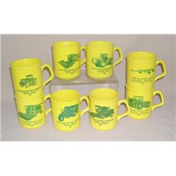 Set of 8 JD Coffee Mugs w/ Equipment Graphics from the 1980's, Manson Iowa Dealer
