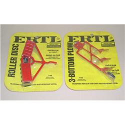 (2) Old Ertl 1/32nd Scale Implements--3b Plow & Disc