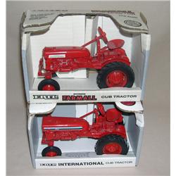 (2) Farmall Cubs--Red w/ Blue Stripe & Red w/ White Grill & stripe