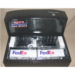 PEM FedEx 1/64th Scale Day Cab Truck w/ Tandem Trailers